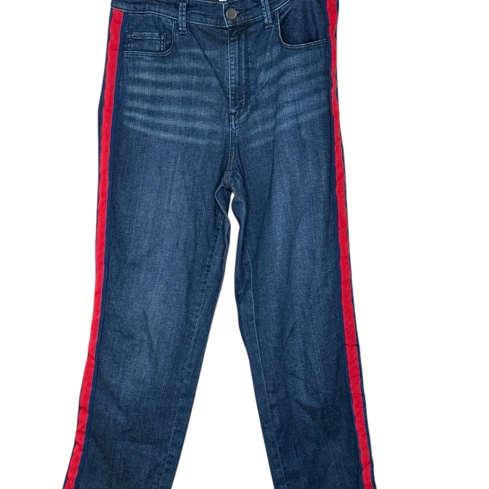 Halogen Blue Jeans Red Side Stripe Women’s Size 31 Straight Leg Denim